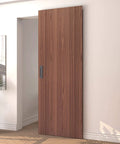 Concealed Sliding Barn Door With Soft Close Hardware Kit Brown Hidden Door for interior use with hidden rail, fits 24 to 28x84 openings.