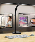 LED Desk Lamp For Home Office Ultra Wide Double Head 24W With Base Adjustable Gooseneck Architect Light on desk setup