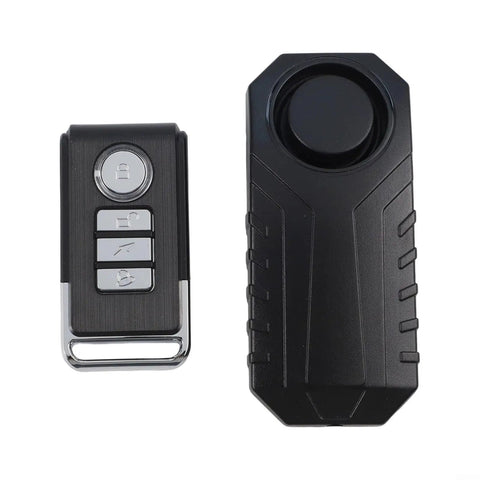 Lock Down Your Ride With This Slick 113dB Wireless Bike Alarm, Featuring A Hype Beating Vibration Sensor That Screams At Thieves And Lets You Control It Remotely From 66 Feet Away In Total Black Style, black wireless bike alarm remote