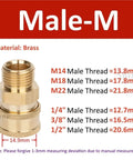 Heavy Duty Quarter Inch Brass Quick Connect Water Coupler For High Pressure Car Wash And Garden Irrigation Hose Hookup With Dependable Leak Free Seal, showing male brass connector with dimensions.