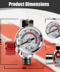 G1 Quarter Inch Air Pressure Regulator Kit With Gauge 0 To 140 PSI Adjustable Flow Control Valve dimensions