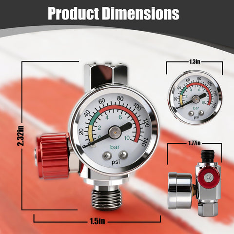 G1 Quarter Inch Air Pressure Regulator Kit With Gauge 0 To 140 PSI Adjustable Flow Control Valve dimensions