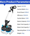 Workhorse 17 Inch Floor Polisher And Carpet Cleaner with dual brush heads and 240 RPM showcased with product specifications.