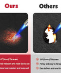 Comparison of 5mm thick welding blanket with another showing flame resistance and durability differences.