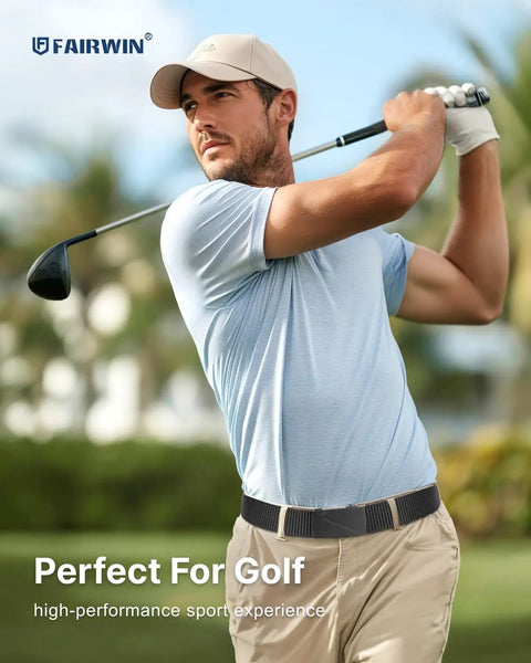Nylon Ratchet Belt For Men With Adjustable Buckle, Durable Webbing Belt For Golf, Tactical And Casual Wear, Fits Waist 36 To 42 Inches, 49 Inch Length, Easy On And Off One Click Ratchet Buckle