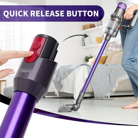 Purple Replacement Wand Extension Tube for Cordless Vacuum Cleaners Compatible with V9 V12 Slim SV18 SV20, quick release button highlighted.