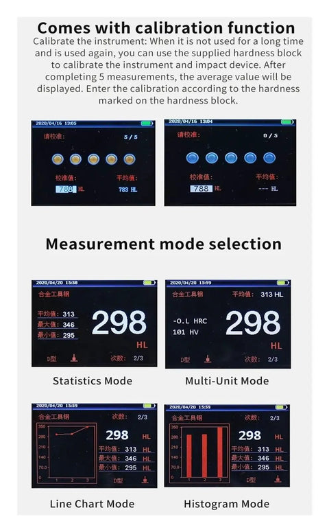 Top Tier Portable Digital Hardness Tester For Steel And Metal Featuring Vickers And Rockwell Scales 640 By 480 Pixel Display with calibration modes