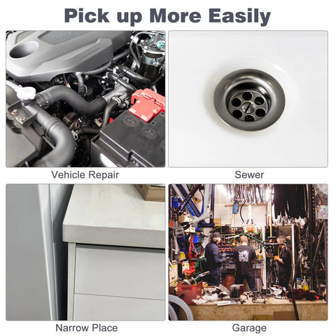 Housolution magnetic four-claw grabber tool; bendable reacher for pickup in car, sink, tight spaces, and garage.