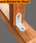 20 Pack Small White L Brackets Stainless Steel Corner Braces Rack Hardware Rust Resistant Built Like A Tank Shelf Supports For Diy Projects And Cabinet Mounts Easy Install With Durable Coating on wooden frame.