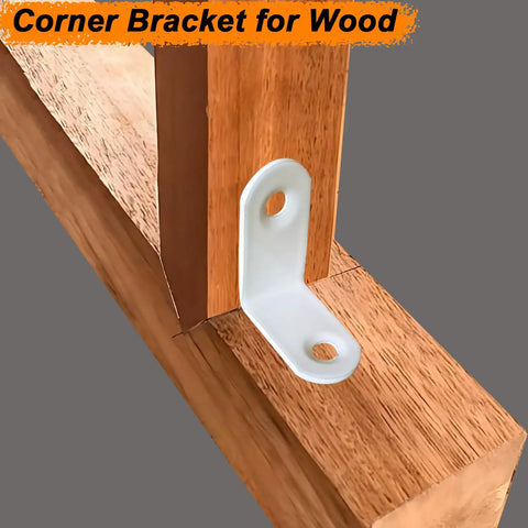 20 Pack Small White L Brackets Stainless Steel Corner Braces Rack Hardware Rust Resistant Built Like A Tank Shelf Supports For Diy Projects And Cabinet Mounts Easy Install With Durable Coating on wooden frame.