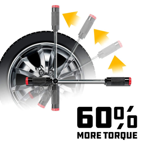 Billy Club Universal Lug Wrench For Quick Tire Changes And Break Loose Lug Nuts in use on car wheel, showing torque effect