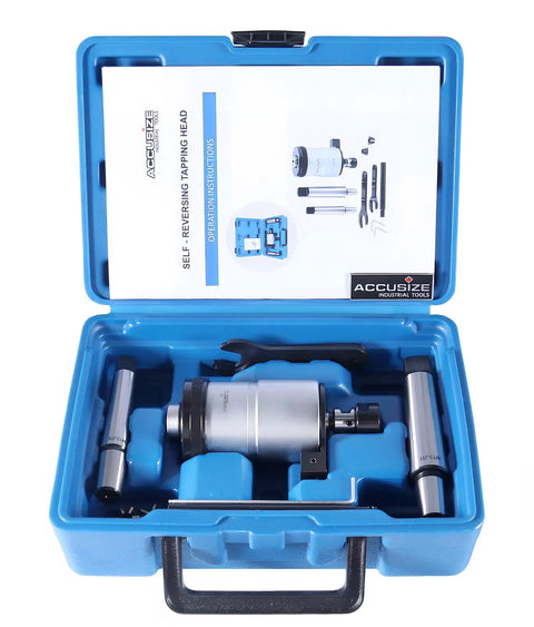 Pro Grade Self Reversing Tapping Head With JT6 Jacobs Taper For Drill Presses, Precise Depth Control Within 0.004 Inches, Chatter Free Clutch For Smooth Reversals, Radial Float Self Centering, Quarter Inch Capacity