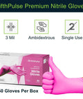 Hot Pink Nitrile Disposable Gloves 3 Mil Medium Size Pack Of 50 Powder Free Latex Free Medical Exam And Surgical Gloves Food Safe