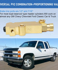PV2 brass combination proportioning valve for disc/drum brake systems; front and rear.