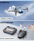 2K FPV Drone With 4.5 Inch Screen Remote, displaying long flight time and compact size, ideal for beginners and adults.