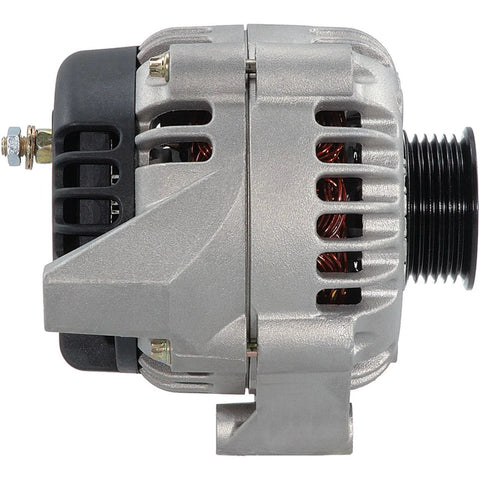 105 Amp Alternator 100 Percent New Greased Key Components For Long Term Reliability ISO Quality Certified High Performance Auto Electrical Replacement For Harsh Conditions Delivers Steady Charge And Peak Power, side view