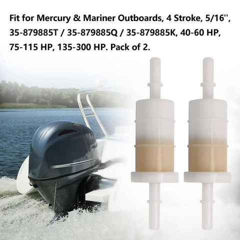 2 Pack 5/16 Inch Inline Fuel Filter For Outboard Motors 879885Q 879885T 879885K 35-879885Q 35-879885T 35-879885K Compatible With 40 To 300 HP Helps Block Impurities And Protect Your Engine