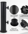 Universal Outdoor Umbrella Stand Heavy Duty Steel Tube Holder For Cement And Granite Boards DIY Tabletop Base close-up