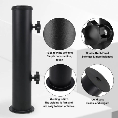 Universal Outdoor Umbrella Stand Heavy Duty Steel Tube Holder For Cement And Granite Boards DIY Tabletop Base close-up