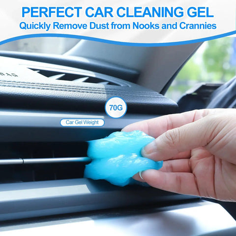 Using cleaning gel from Six Pack Car Detailing Kit With Scratch Free Interior Duster on car vent.
