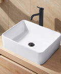 Rectangular White Ceramic Vessel Sink For Bathrooms 16 By 12 Inches Sleek Modern Farmhouse Above Counter Basin European Style