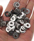 Ride Ready Stainless Steel Bolts And Nuts Kit 304 Stainless washers held in hand for versatile use and easy install.