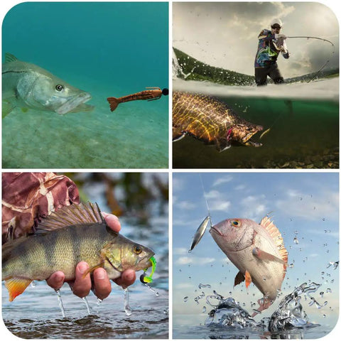 Freshwater Fishing Lures Kit With Spoon Lures And Soft Plastic Worms Bass Trout Salmon Tackle Set with realistic 3D eyes