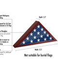 Small Folded Flag Display Case For 3x5 Ceremonial Flags Not For Burial Flag, Mahogany Woodgrain Finish, product dimensions shown