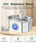 Stainless Steel Cat Water Fountain 108oz 3.2L With Water Level Window, Automatic Pet Fountain For Cats And Dogs, BPA free