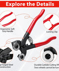 2 Piece Glass Tile Nippers Set With Dual Purpose Tile And Mosaic Cutter Tools, ergonomic soft grip shown in detail