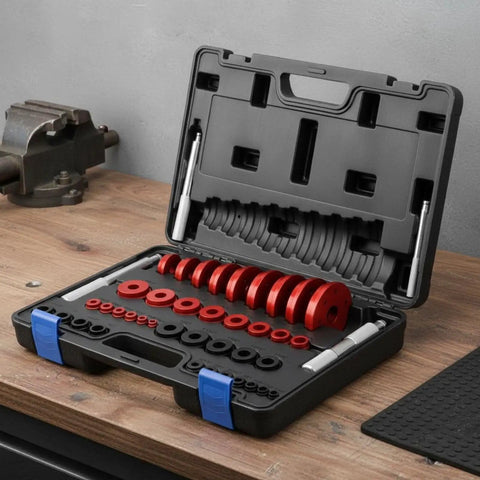Heavy 43 Pc Bearing Install Tool Kit With Seal Driver And Wheel Hub Repair Solid 6061 Aluminum Alloy For Smooth Garage Work And Quick No Sweat Repairs Crushing It On Auto Maintenance Grind Easier For Real Pros Wanting Top Rated Pro Gear, open case