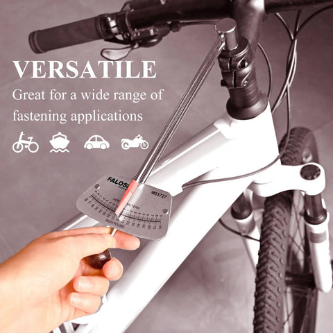 Quarter Inch Drive Beam Torque Wrench With 0 To 80 Inch Pounds And 0 To 9 Newton Meters used on a bicycle handlebar.