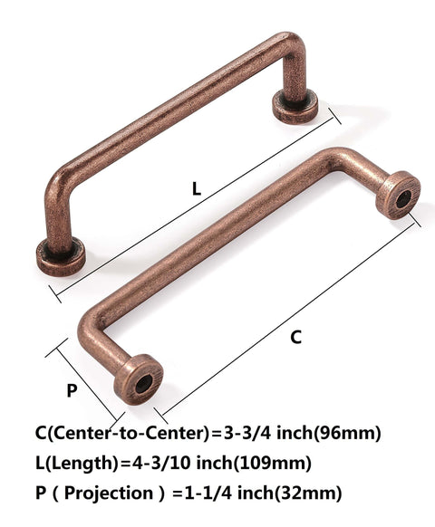 Six Pack Antique Copper Cabinet Pulls Three And Three Quarters Inch Center To Center Vintage Kitchen Hardware Farmhouse Style