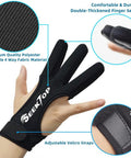 Dope Three Finger Archery Gloves Leather Shooting Protector with non-slip cow leather tips, adjustable Velcro strap, polyester material