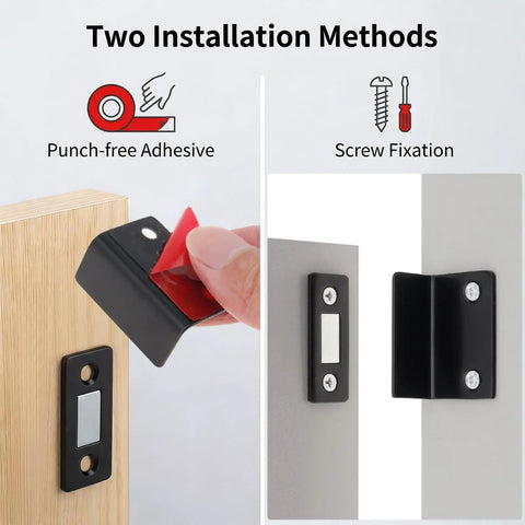 Ultra Thin Magnetic Drawer Catches Pack Of 16 With No Gap L Shaped Strike Plate installation methods adhesive screw