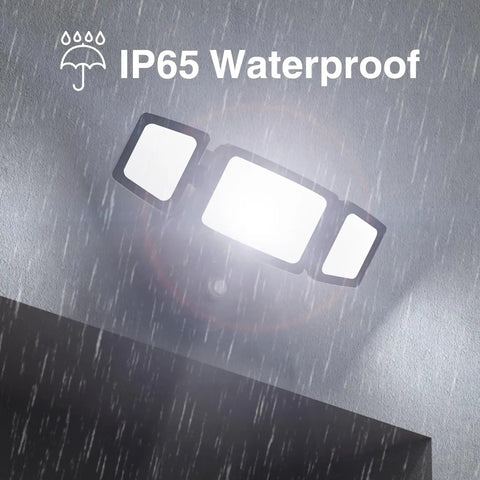 Rugged 80W Dusk To Dawn Outdoor Flood Lights Pumping Out 8000 Lumens IP65 Waterproof 3 Adjustable Heads 6500K Cool White LED Security Bulb For Garage Patio And Yard