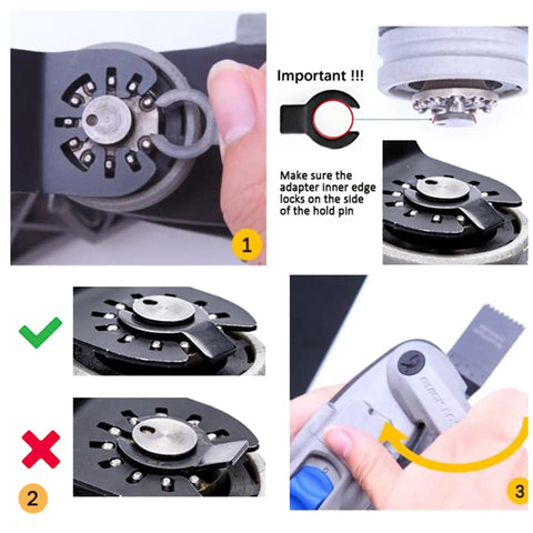 Steps to attach Carbide Oscillating Tool Blades 3 Pack For Heavy Duty Metal Cutting And Hard Materials Like Nails Bolts Screws Tough As Nails Durability Multi Fit Compatibility And Superior Wear Resistance