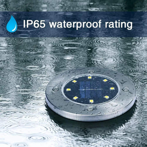12 Pack Solar Ground Lights For Outdoor Garden In Ground Disk with IP65 waterproof rating in rain