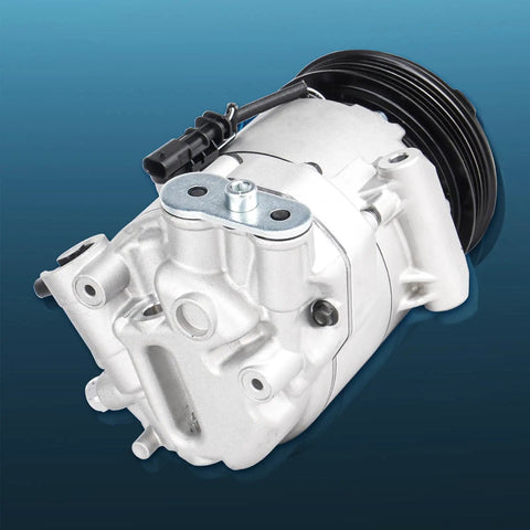 Straight Up Solid Air Conditioning AC Compressor With Clutch Clean Swap For Chevrolet Cruze 1.4L close-up view, silver finish, rear mount design.