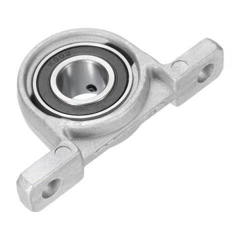 Close-up of Six Pack Pillow Block Bearing Kit 15mm Bore Self Aligning Mounts with zinc alloy inner bearings and cast iron housing.