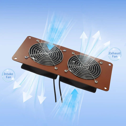 Solar Powered Vent Kit With 20W Panel For Chicken Coops, Greenhouses And Sheds, Dual Exhaust And Intake Fans, 3500 RPM, Waterproof, Adjustable Mount, 8.8Ft Cable