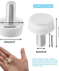 Diagram showing 24 Pack Adjustable Furniture Levelers M6x15mm For Tables Chairs Cabinets White Screw On Glide Feet dimensions.