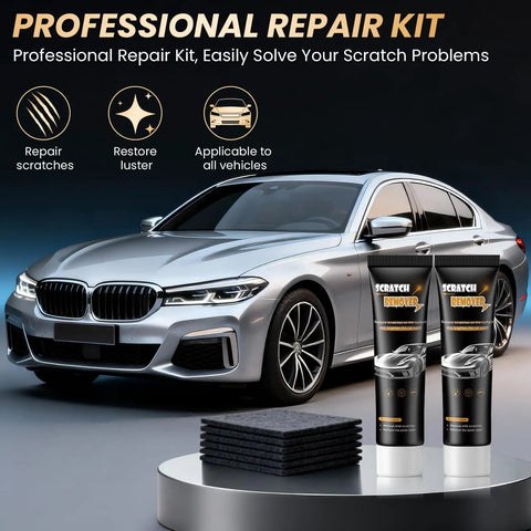 2026 Nano Tech Car Scratch Remover Cloth For Minor Paint Scratches Swirl Marks And Water Spots All Vehicles UV Resistant Shine Restore Quick Fix And Glossy Finish Showroom Ready displayed with a car and accessories