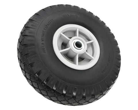 10 Inch Flat Free Tire And Wheel Assembly For Dolly Hand Trucks And Carts, Built Tough, Heavy Duty Replacement 2 Pack, Five Eighth Inch Axle Bore