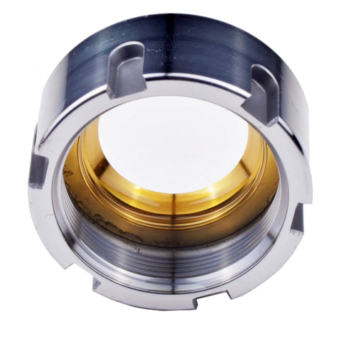 Front view of ER32 Bearing Collet Nut M40x1.5 Dead On Precision TIR 0.005mm for CNC Tool Holders, showing metallic finish and grooves.