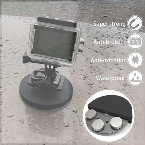 24Lb Magnetic Camera Mount With Rubber Coated Neodymium Magnet And Mini Ball Head 1/4-20 Male Thread For Security Cameras in use