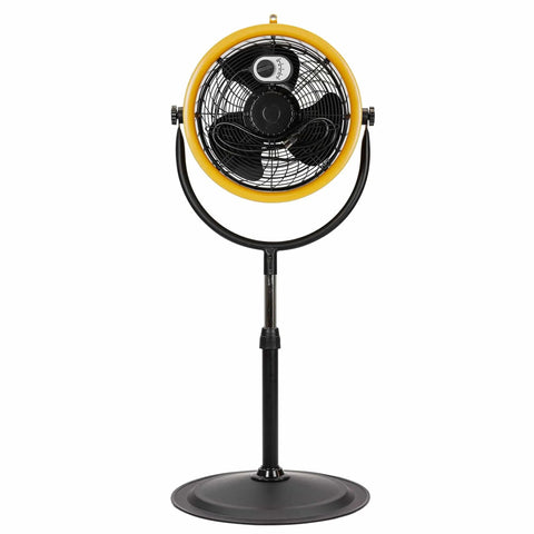Beefy 14 Inch Blade High Velocity Pedestal Drum Fan Industrial Grade With 2,300 CFM 4 Speed 360 Degree Tilt And Dual Ball Bearing Motor