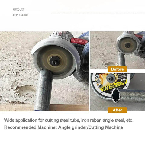 Diamond Cut Off Wheel For Metal Cutting Four And One Half Inch With Seven Eighths Inch Arbor One Point Four Millimeter Kerf Fits Most Angle Grinders in use