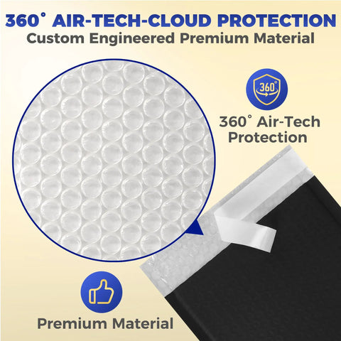 Close-up of 110 Count Self Sealing Bubble Mailers 6x10 Inch Waterproof Padded Envelopes with 6x9 Inch Usable Space