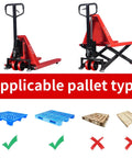 Heavy Duty Manual Scissor Pallet Jack Truck With A Breezy 3300 Pound Lift Capacity And Straight Forward Hydraulic Pump, with applicable pallets.